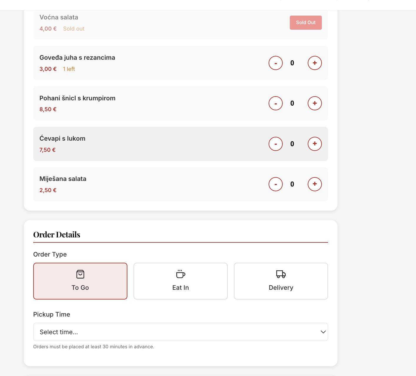 Naručivanje dnevne ponude